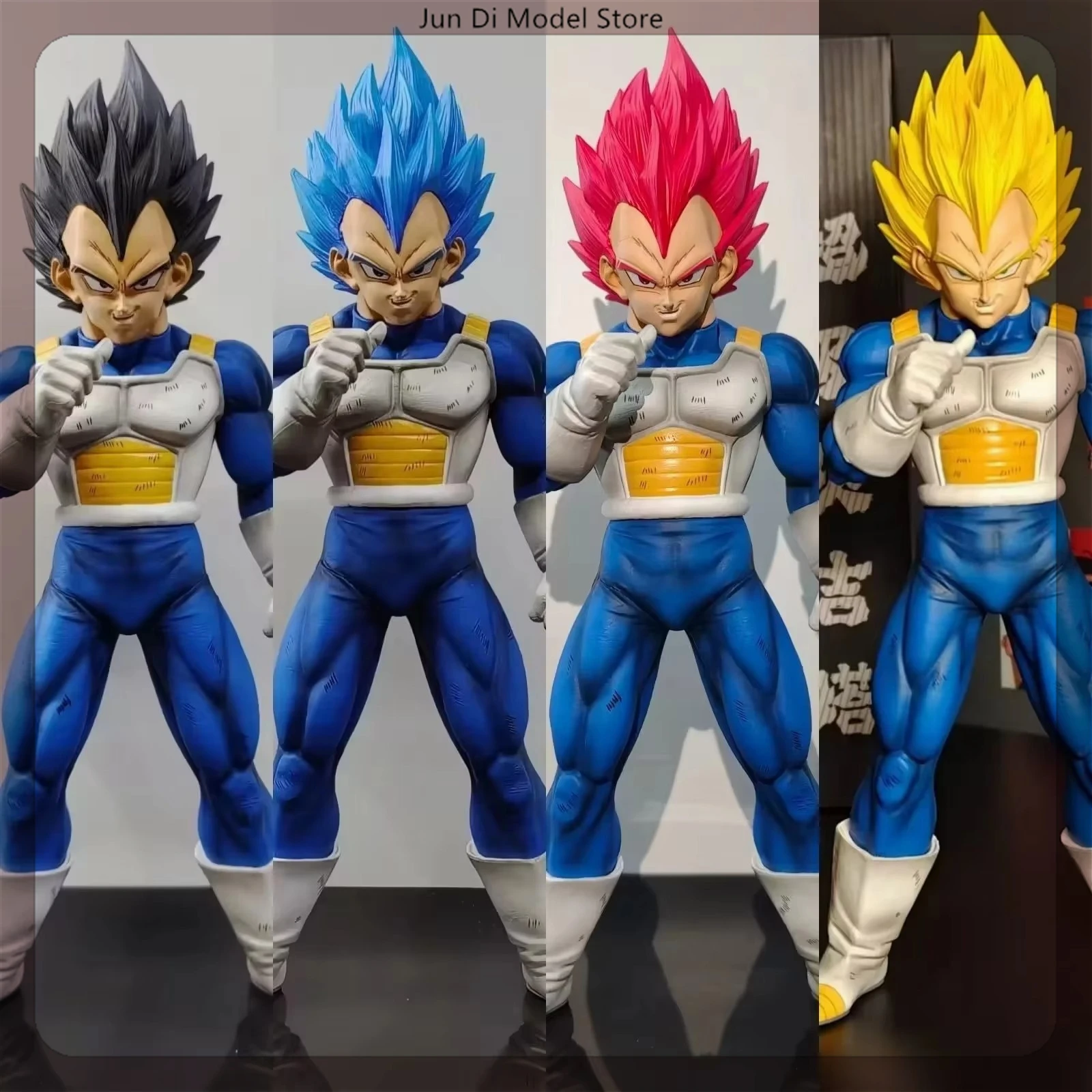 29.5cm Dragon Ball Vegeta Four Forms Point To Himself Anime Figure Model Statue Collection Desktop Decoration Ornament Toys Gift