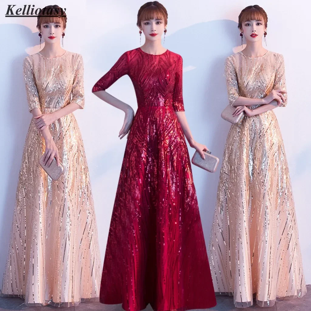 

Customized Luxury Evening Dresses 2025 Classical Sequined Lace Aline Women Formal Occasion Dress