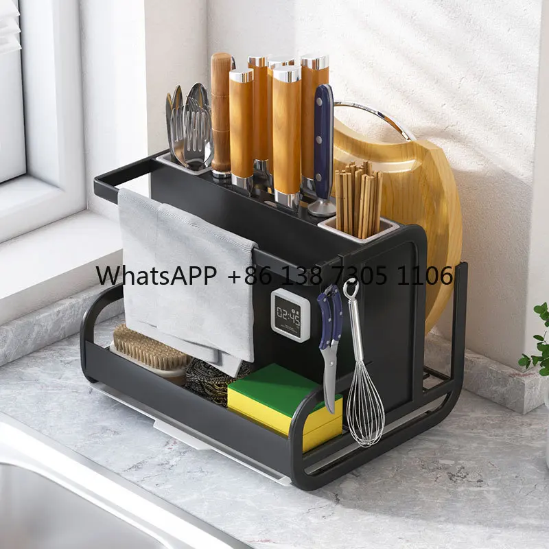 

Knife holder Storage wall chopsticks bucket integrated household cutting board kitchen knife rag kitchen multi-functional rack