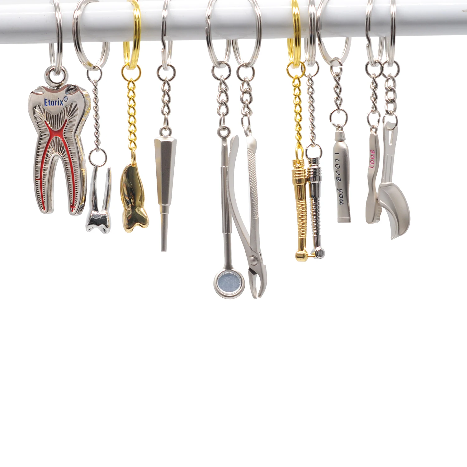 

1 шт., брелок для стоматолога, стоматологические инструменты из нержавеющей стали, дизайн, подарок для клиники, помощник для стоматолога, подарок на признатель, уникальный брелок для ключей