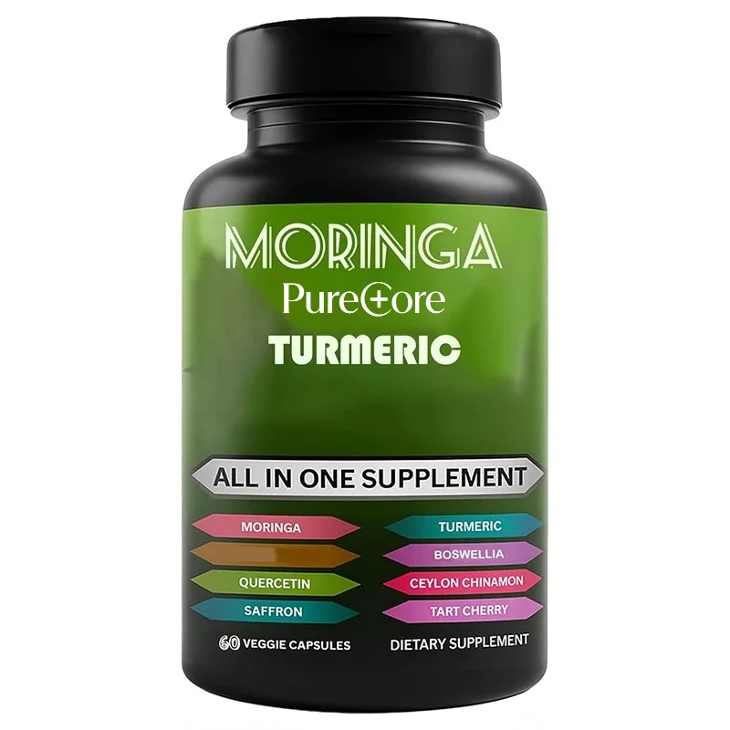 Curcumin, Moringa Supplements, Ginger, Joint Support Supplements, Containing Sour Cherries, Quercetin, Garlic, 60 Capsules