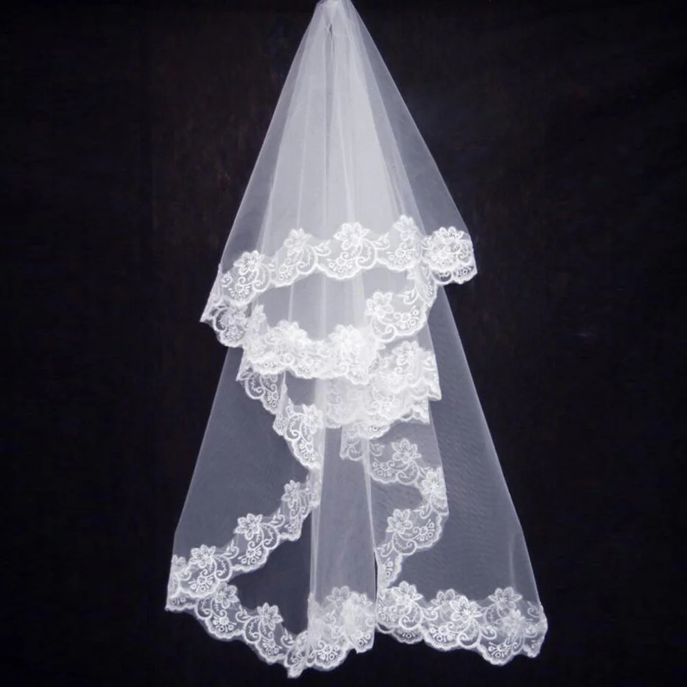 

2.6m Lace Long Bride Wedding Veil Handmade Floral Embroidery Bridal Mantilla for Bachelorette Engagement Wedding Chiffon Veil