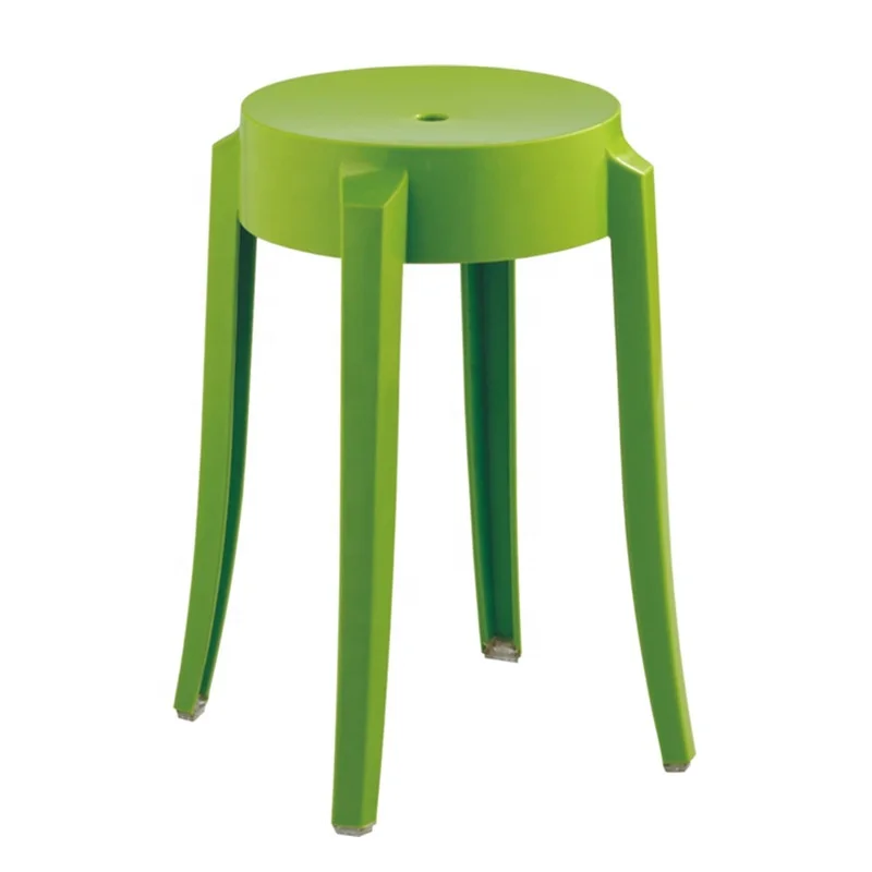 Round Plastic Bar Stool French Design Stackable Cafe Counter Chair Kitchen Restaurant Wholesale