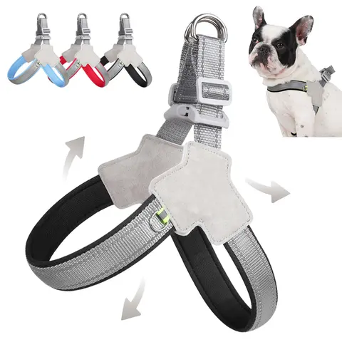 Pettorina per cani traspirante per cani di piccola taglia Morbida senza tirare Cintura pettorale per cuccioli Gilet per gatti Imbracatura riflettente per bulldog francese per esterni