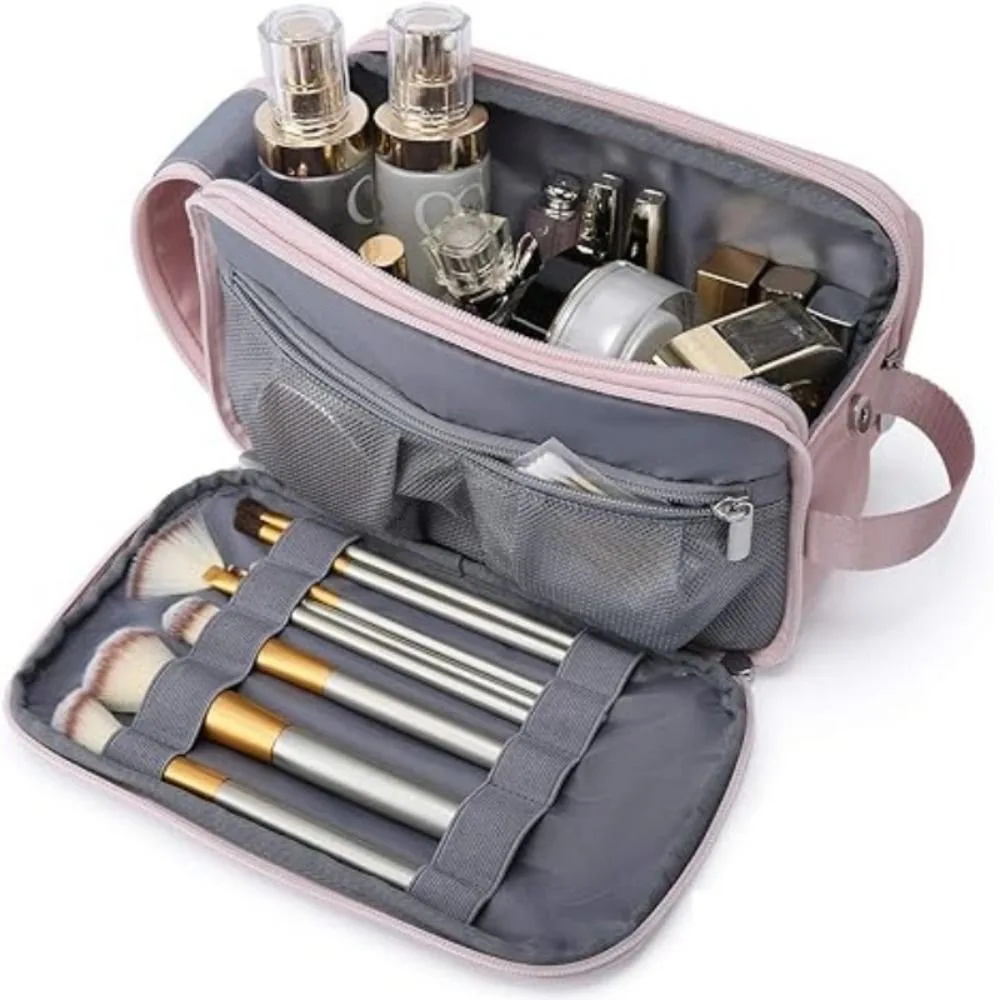 Bolsa de higiene pessoal para viagem, à prova d'água, leve, multifuncional, portátil, grande capacidade, separação seca e molhada, para mulheres