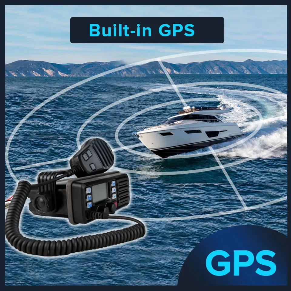 Retevis RM20 VHF Marine Radio IP67 Waterproof 25W 88CH with GPS NOAA Fixed-Mount Class D DSC Two-Way Radio Transceiver for Boats