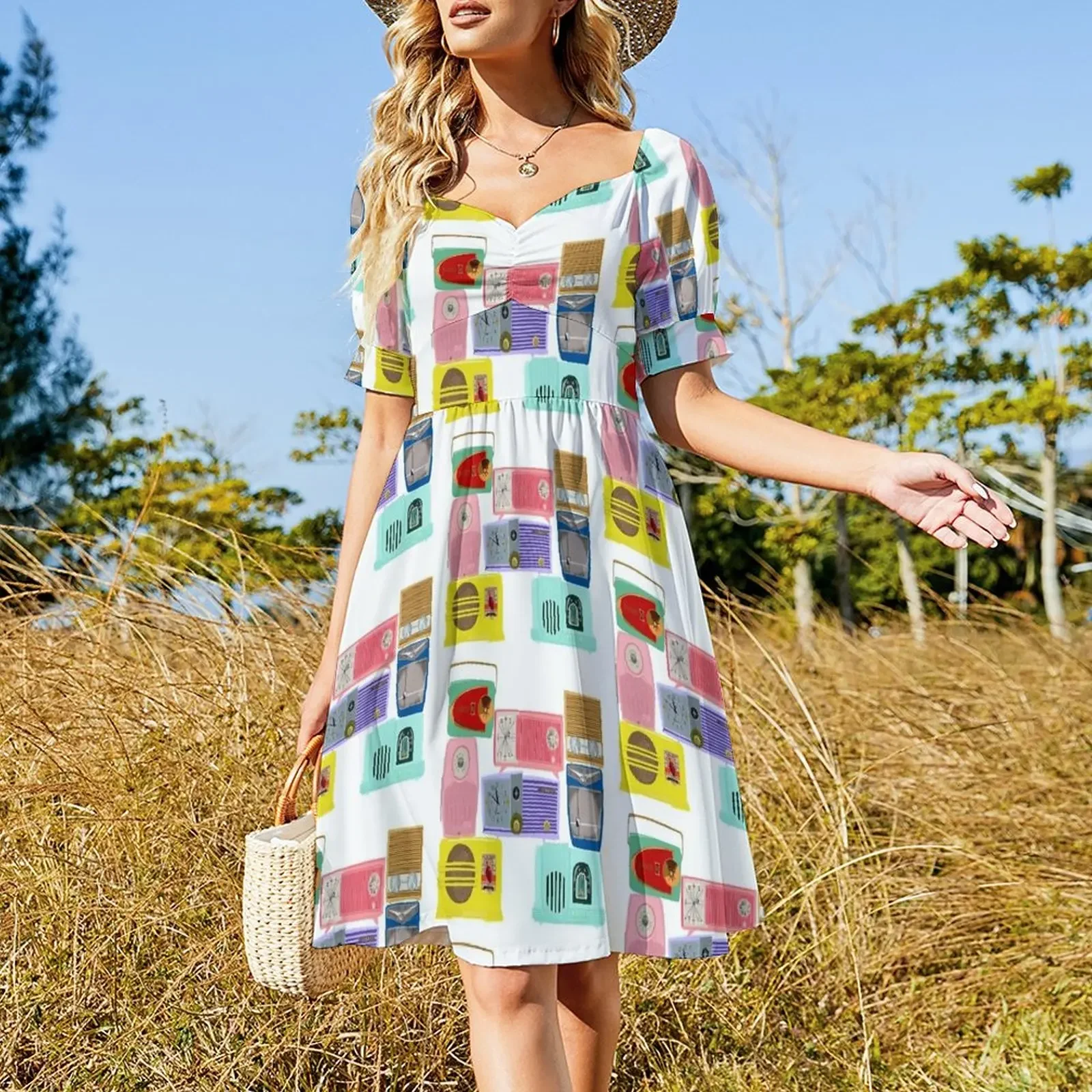 Vintage Radio Love Short-Sleeved Dress summer women's dress 2025 Woman dresses