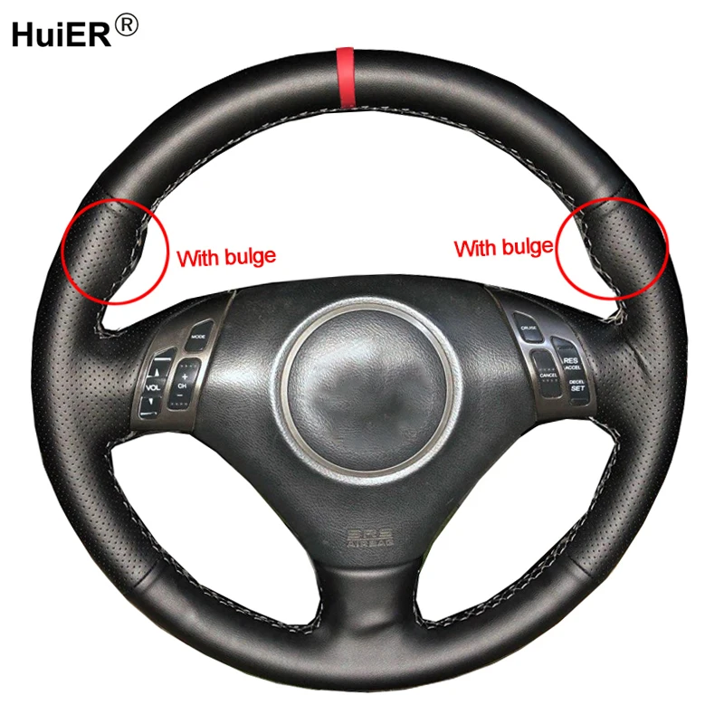 Envoltura de cubierta de volante de coche cosida a mano para Honda Accord 7 Acura TSX 2002 - 2007 (3 radios) con bulto 2006 2005 2004