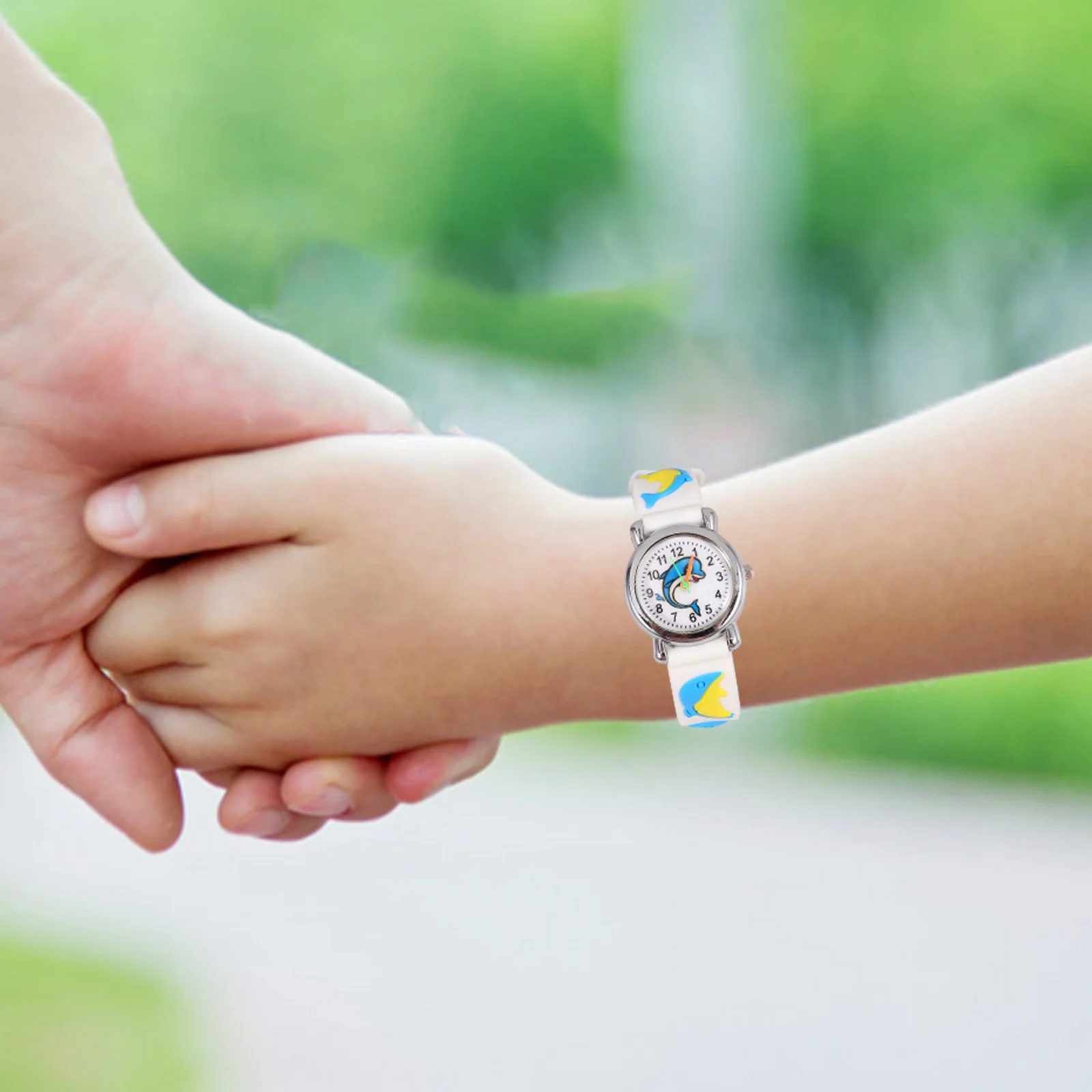 Dolphin Pattern Kids Watch Cartoon Wristwatch Childrens Adorable Lightweight Time Learning Tool Colorful Numbers