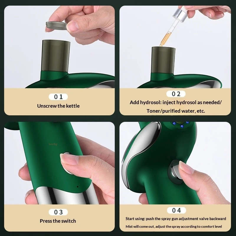 جهاز تجميل الوجه LED متعدد الوظائف مع رذاذ الأكسجين العلاج بالضوء الأحمر والأزرق وعلاج ضوء الماء بالضباب النانوي للمنزل #6