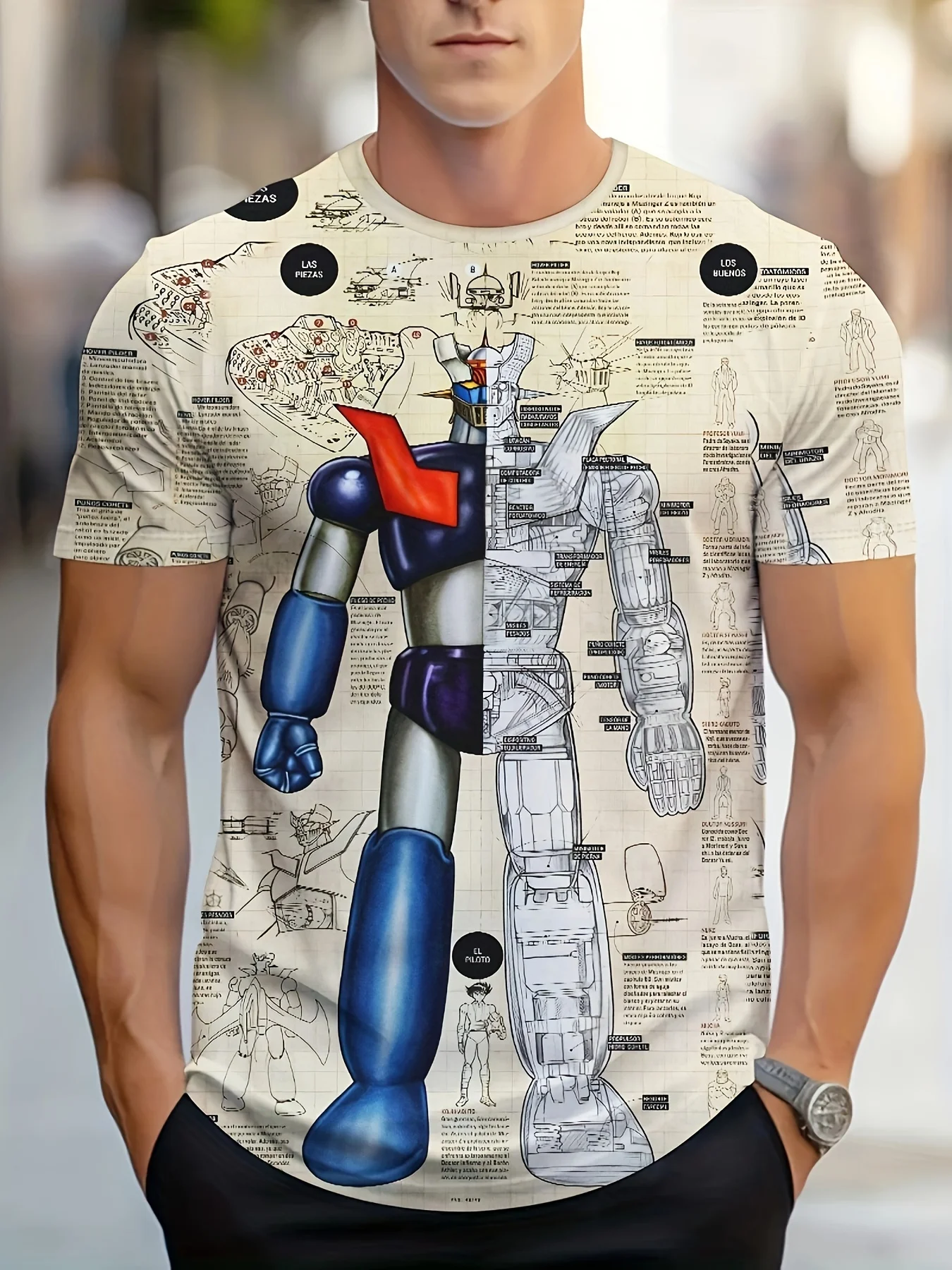 Summer Men's Robot Mazinger Z 3D Printed T-shirt Casual Short Sleeve Crew Neck T shirt Tee Clothing For Kids Outdoor Tops Clothe