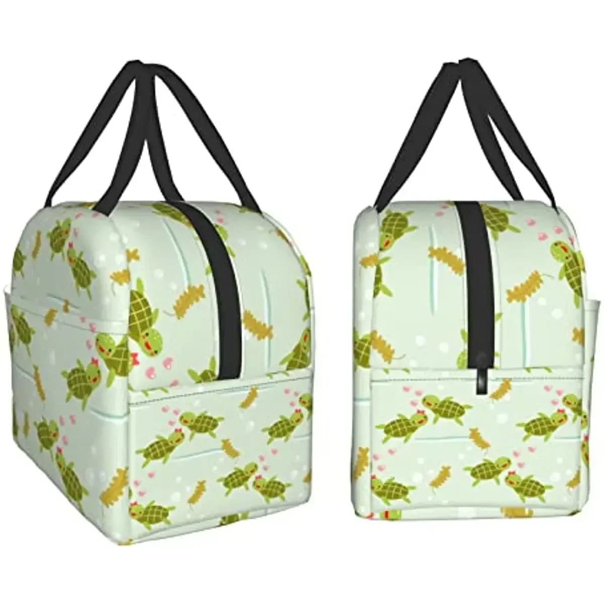 Cute Turtle In Love Insulated Lunch Bag Reusable Lunch Bags Freezable Tote Lunch Bag for Adult Kids