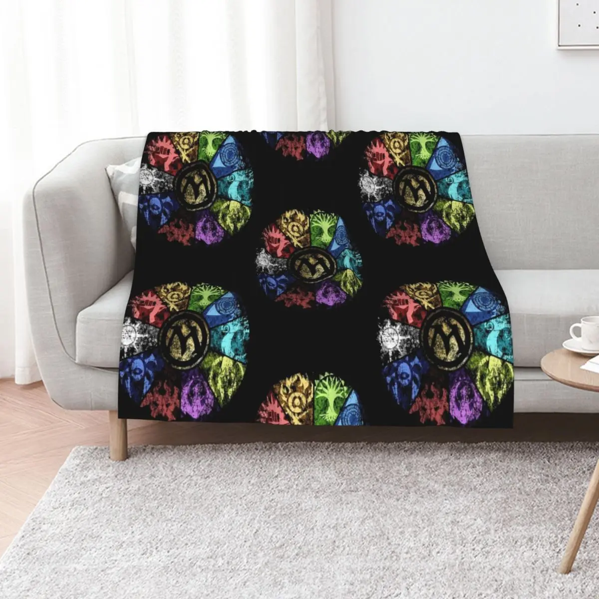MTG Faded Guild Wheel Throw Blanket Cute Plaid Decorative Throw Soft Beds Soft Big Furrys Blankets
