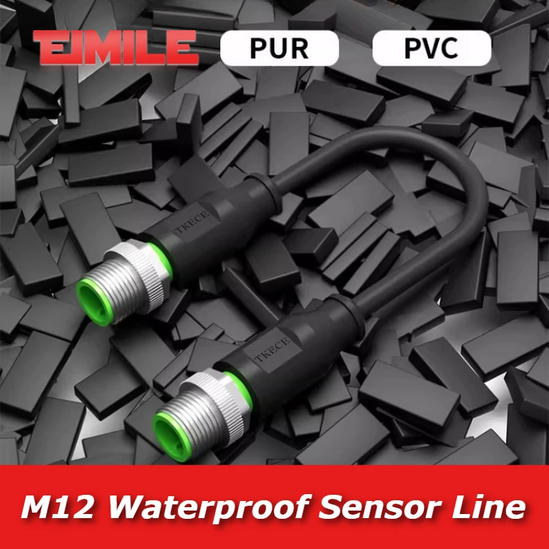 M12 Waterproof Sensor 4 Pin 5-core Connector Dual-ended Cable IP67 PVC PUR Drag Chain Wire M12 Male to Female Connection Line