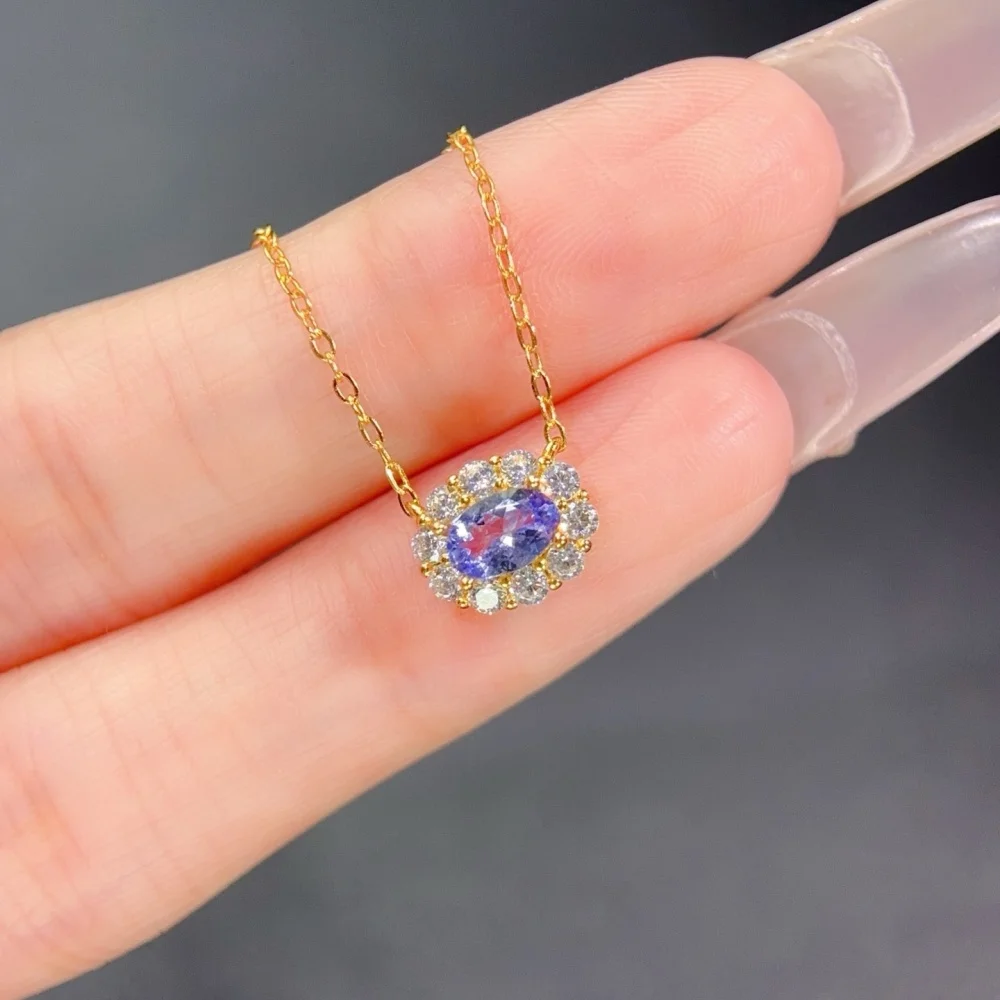 1PCS 4x6mm Natural Tanzanite Pendant Crystal Reiki Healing Jewelry Gift Rock Decoration for Spiritual Healing And Fashio