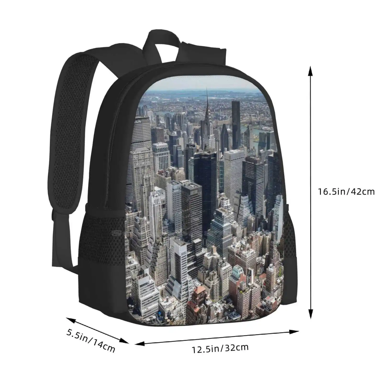 Mochila de moda de la ciudad de Nueva York, vista desde el Empire State Building, gran oferta, bolsos de Nueva York, vista panorámica, invierno, azul