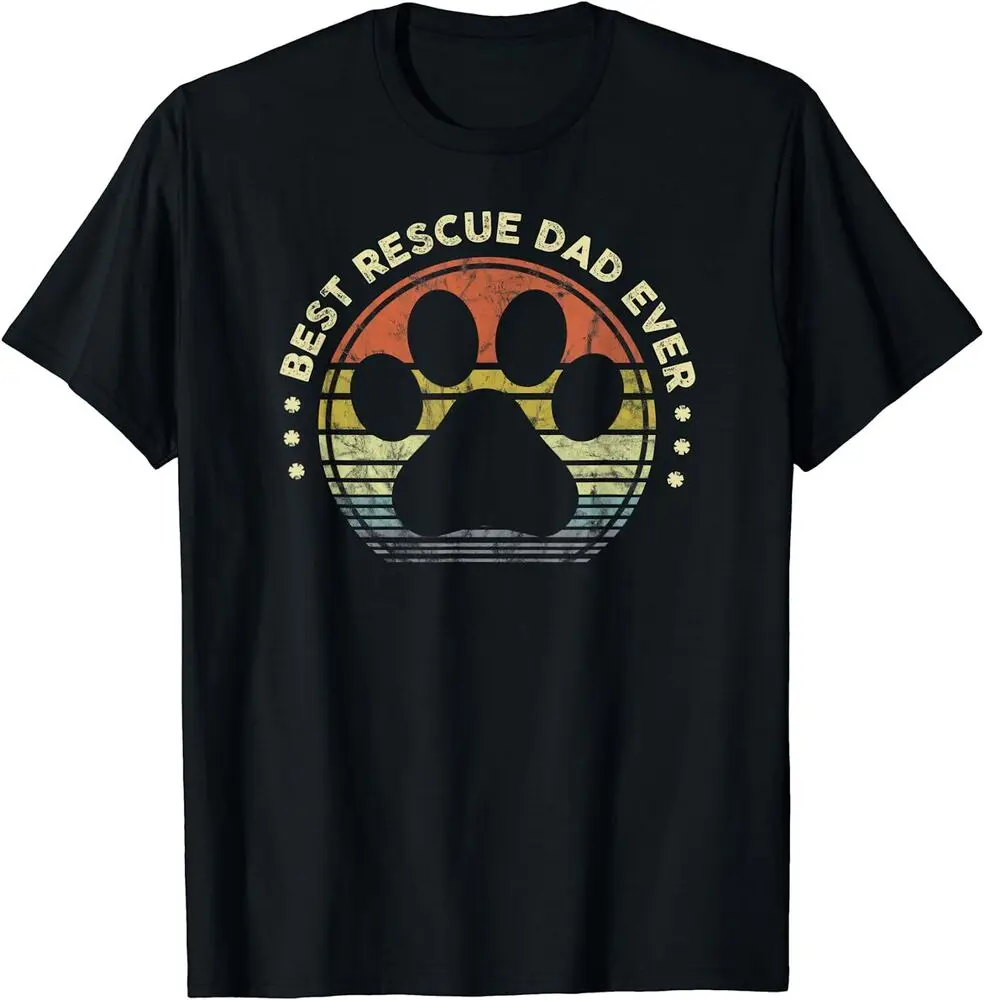 Best Rescue Dad Ever Vintage Retro Dog Cat Lover T-Shirt For Men Clothing Women Tees Y2K Tops Unisex Summer