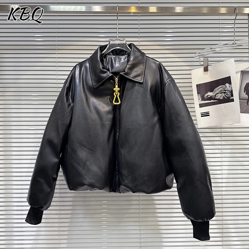 

KBQ однотонные свободные пальто на молнии для женщин с лацканами и длинными рукавами, минималистичное шикарное темпераментное винтажное пальто, женский модный стиль