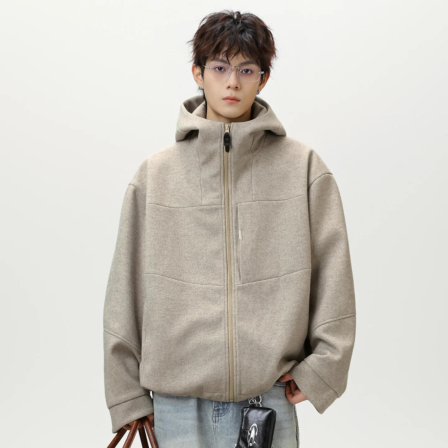 Autumn Winter Men’s Solid Color Simple Basic Casual Trendy Long Sleeve Zipper Hooded Sweatshirts Male Cardigans Coats Clothes