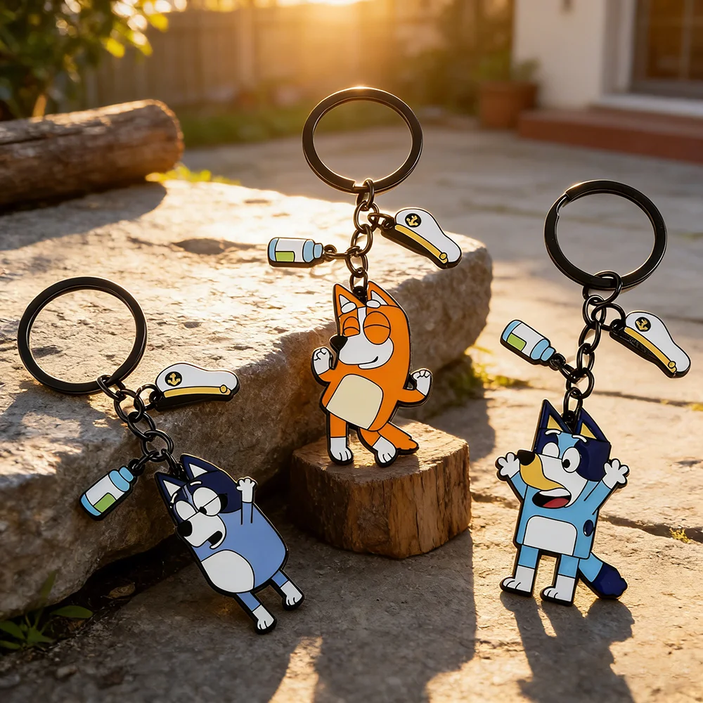 

Bluey Creative Cartoon Keychain - Christine & Bingo Heeler Dog Friends Cute Bag Pendant Ideal Family & Friends Accessory