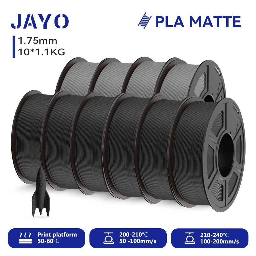 JAYO PLA Matte 3D Printer Filament 1.75mm+/-0.02mm 5/10Rolls 100% No Bubble Non-toxic3D Printing Materials for 3D Printer& Pen image 3