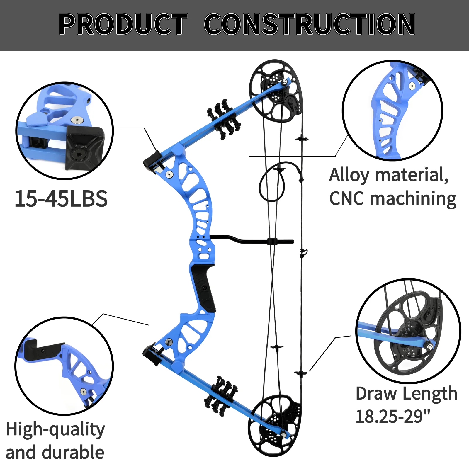 15-45lbs Pulley Compound Bow Arrow Set 75% Let Off Right Hand Bow for Teenagers Beginners Arcehry Shooting Target Hunting Bow