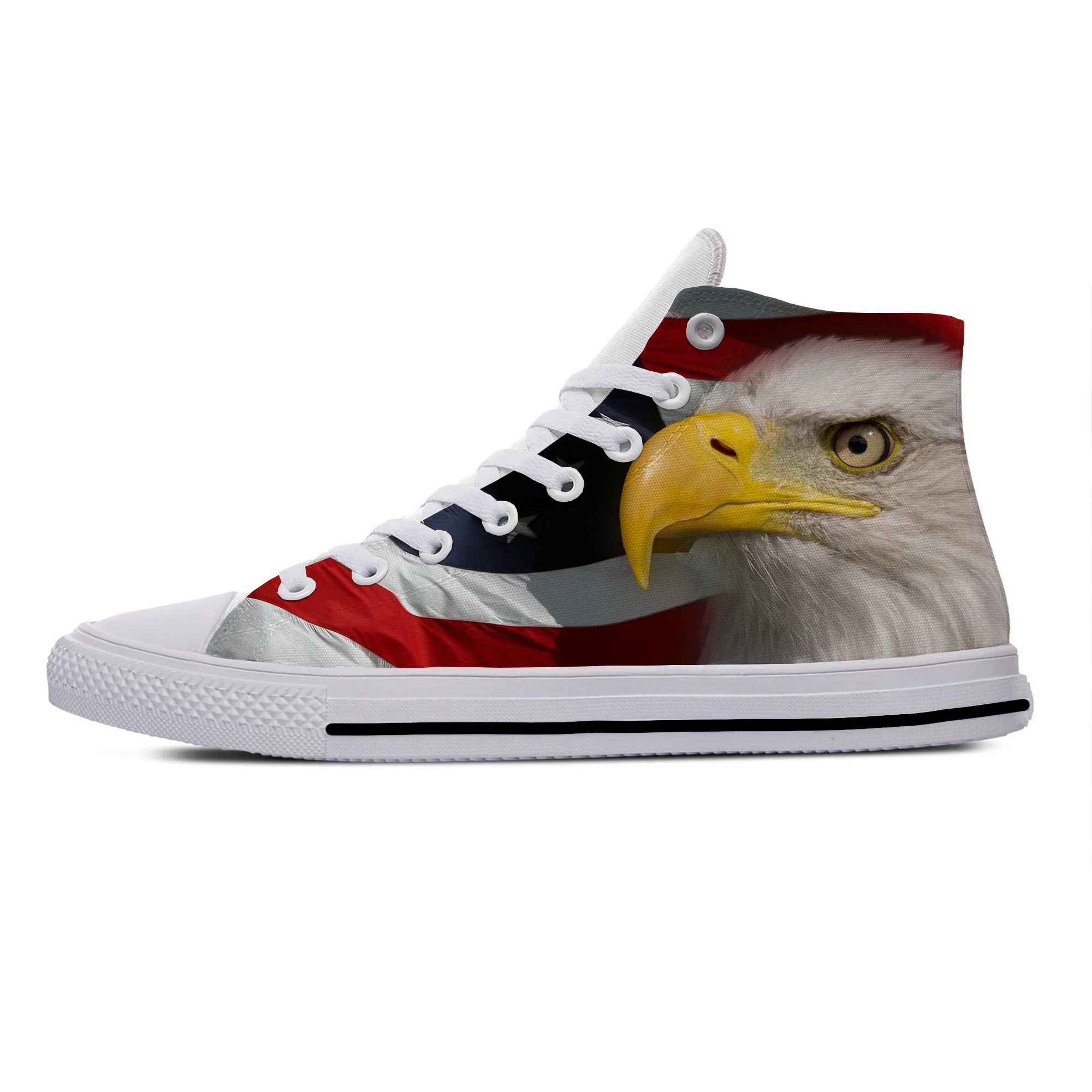 2022 USA US America American Flag Eagle Patriotic Casual Cloth Shoes High Top Lightweight Breathable 3D Print Men Women Sneakers