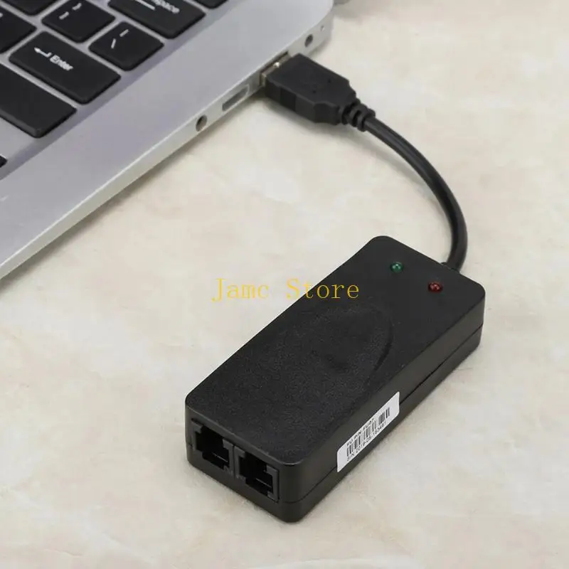 LX0B Single/Dual Ports USB2.0 56K Voice Fax Data External Modem for Win 7/8/10/XP, Support Auto-Dial/Tone and