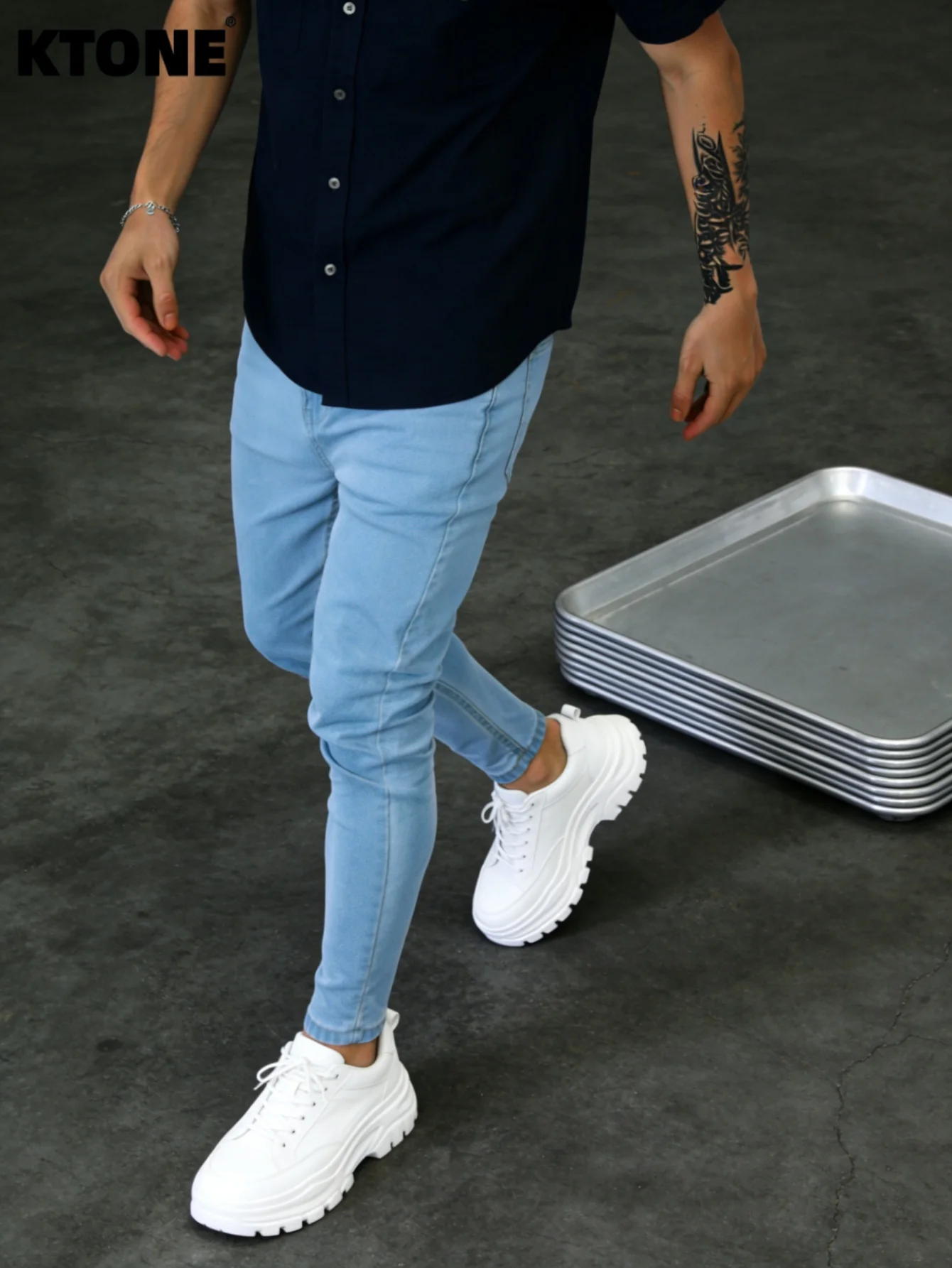 

Classic Y2K Blue Slim Jeans Men's Original Drip Vibe Street Denim Trousers No accessories or belts included