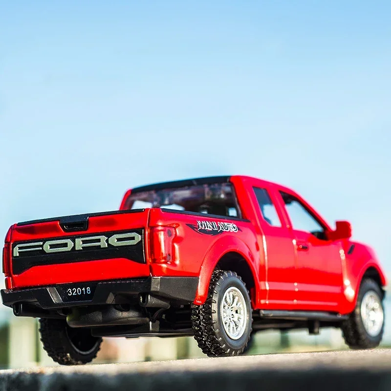 New 1:32 Ford Raptor F150 Big Wheel Alloy Diecast Car Model With With Sound Light Pull Back Car Toys For Children Xmas Gifts