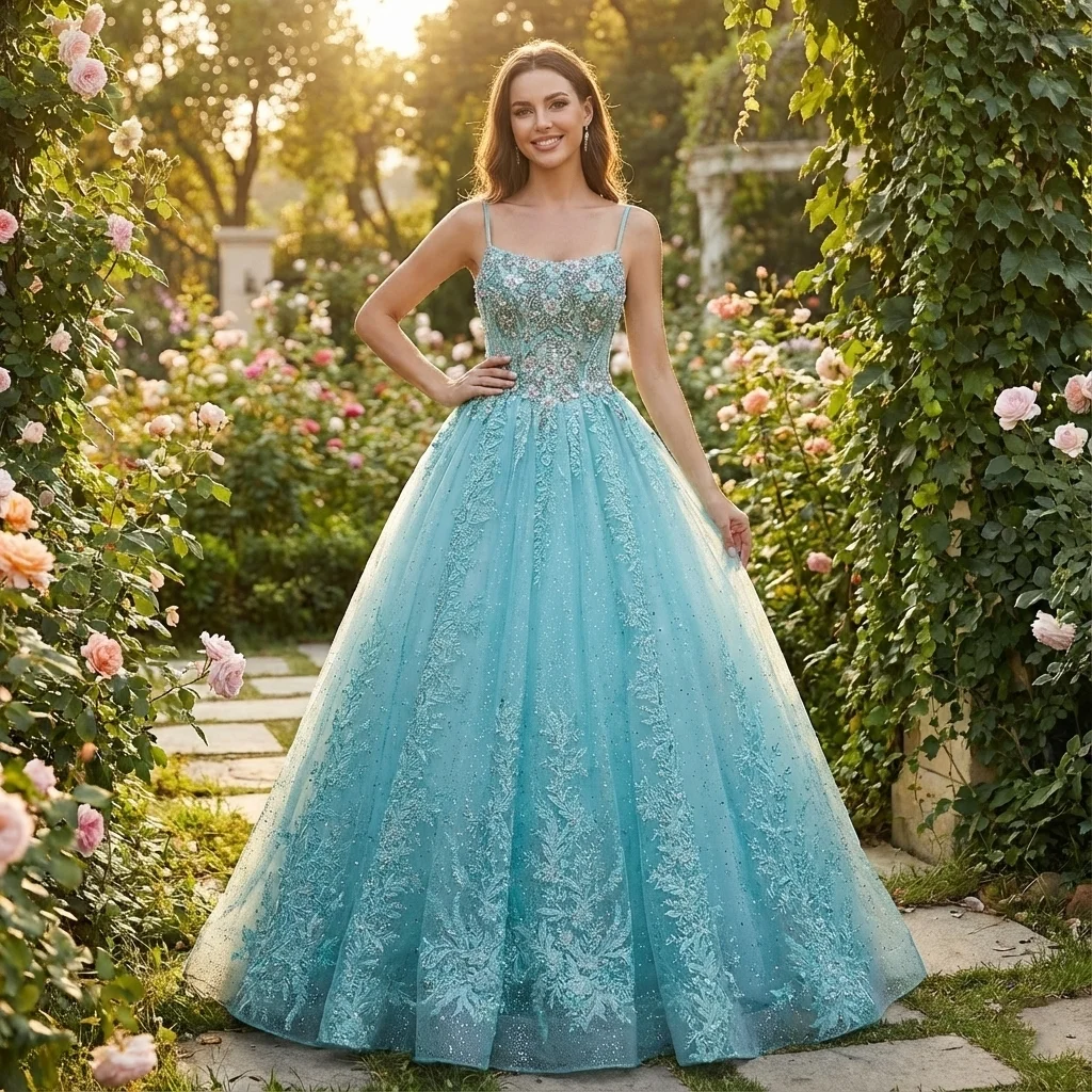 Sharon Said Women's Mint Green Prom Dress Spaghetti Straps Appliques Sequined Formal Evening Party Gowns SH385 Customized