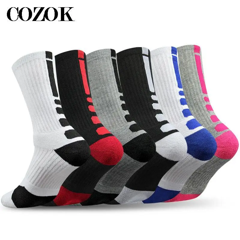 3 Pairs Men Professional Sports Socks Damping Terry Basketball Cycling Running Hiking Tennis Sock Set Ski Women Cotton EU 39-45