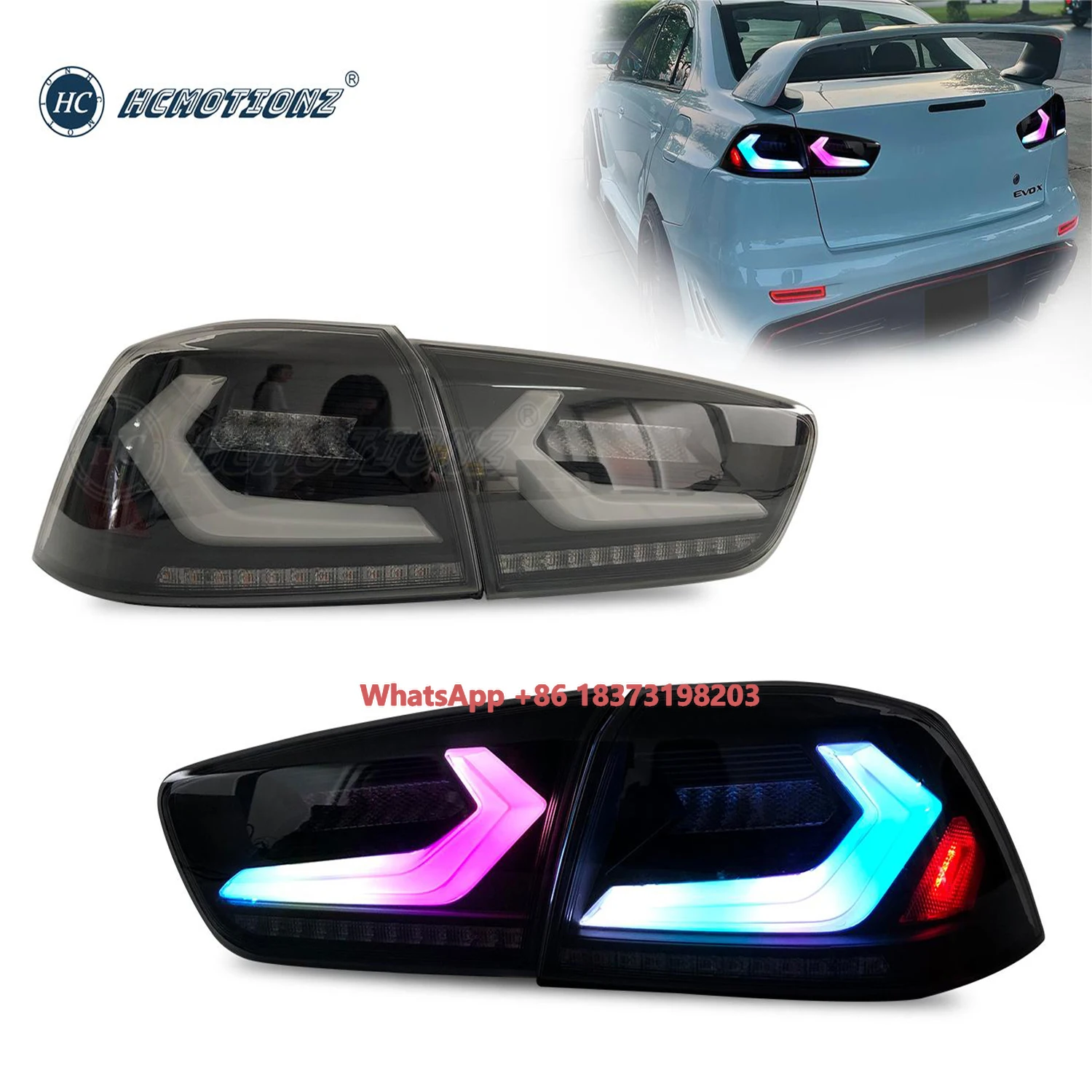 

HCMOTIONZ 2008-2017 EVO X Car Rear RGB Sequential Tail Lights Assembly New Condition US Shipping Supported