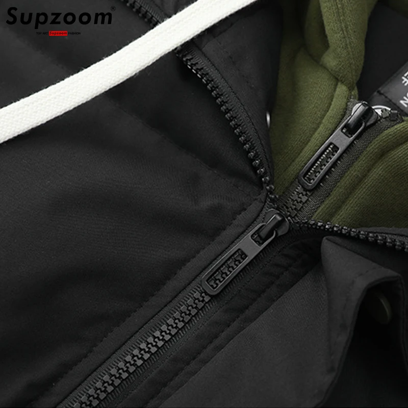 Supzoom-terno masculino de duas peças com capuz, jaqueta de algodão acolchoada, casacos para casal, moda casual, nova chegada, inverno