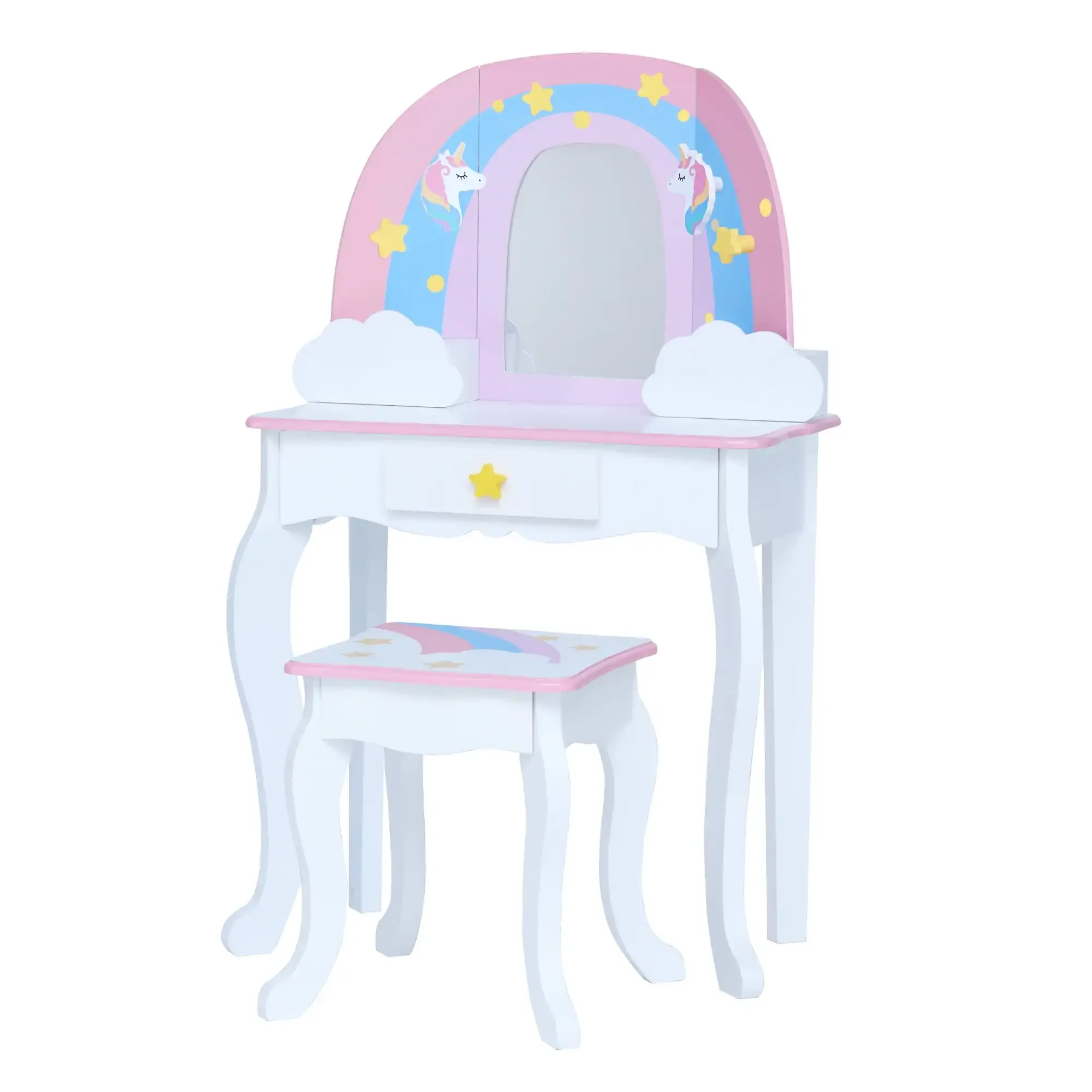 

Little Dreamer Kids Vanity Table & Stool, White/Pink