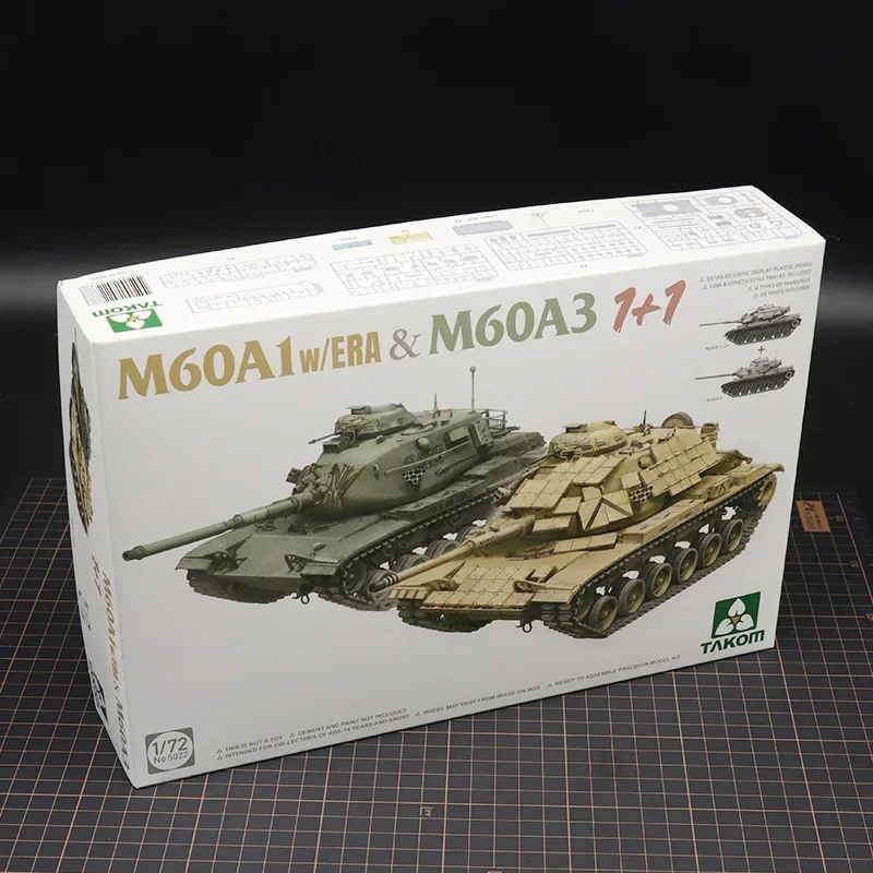 TAKOM 5022 조립 탱크 모델 1/72 M60A1 ERA 및 M60A3 1+1 포함, 군용 모델 조립 취미 DIY 장난감용 아머 모델 키트