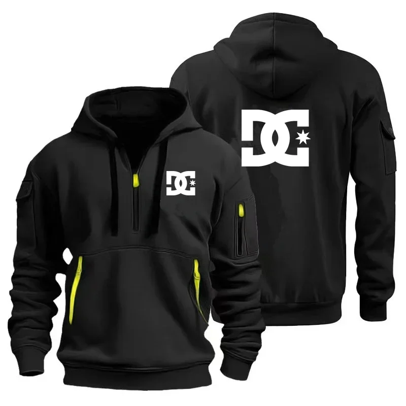 

High-quality men's fashion multi-pocket zipper hooded casual shirts and fashionable casual hooded men's sportswear in 2025