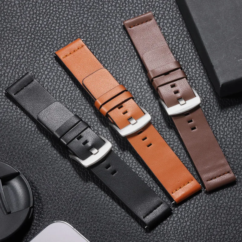 Кожаный ремешок 18 мм, 20 мм, 22 мм, 24 мм, быстросъемный ремешок для браслета Seiko, спортивный браслет, универсальный сменный ремень