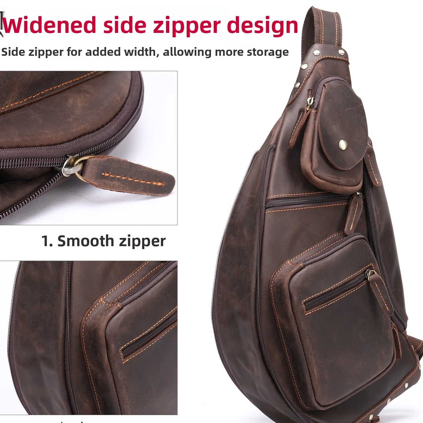 

Men's Genuine Leather Crossbody Chest Bag Outdoor Tactical Summer Front Strap Bag Trendy Brand Suede Material Chinese Origin