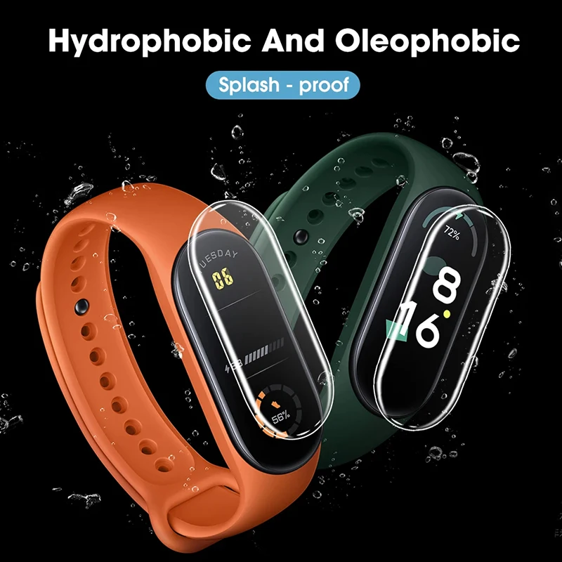 9D Film hidrogel lunak melengkung untuk Xiaomi Mi Band 8 7 Pro pelindung layar untuk Xiaomi MiBand 7 6 5 4 3 gelang pintar (bukan kaca)