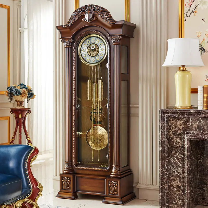 ساعة أرضية على الطراز الأوروبي فيلا عمودية لغرفة المعيشة على مدار الساعة الصينية الرجعية الأمريكية البندول الكلاسيكية