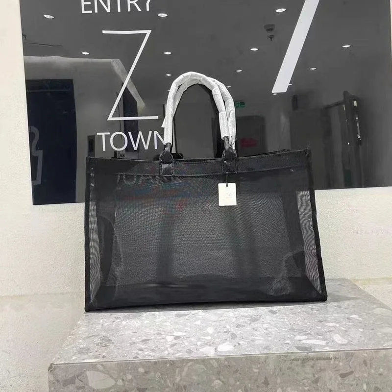 

Accolade Fashion Clear Tote Yoga Fitness Bag Large Pocket Mesh Beach Shoulder Bag Mesh Quick Drying Large Capacity Shoulder Bag