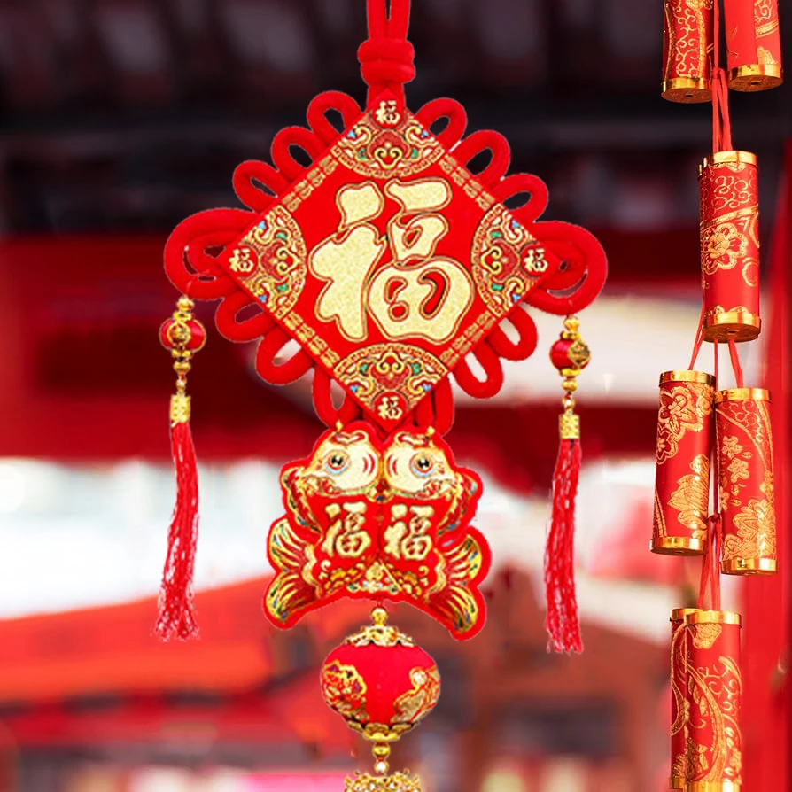 1/2pcs Lucky Carp Hanging Decoration for Chinese New Year 2025 Household Festive Ornaments Best Wishes Blessing Lunar New Year