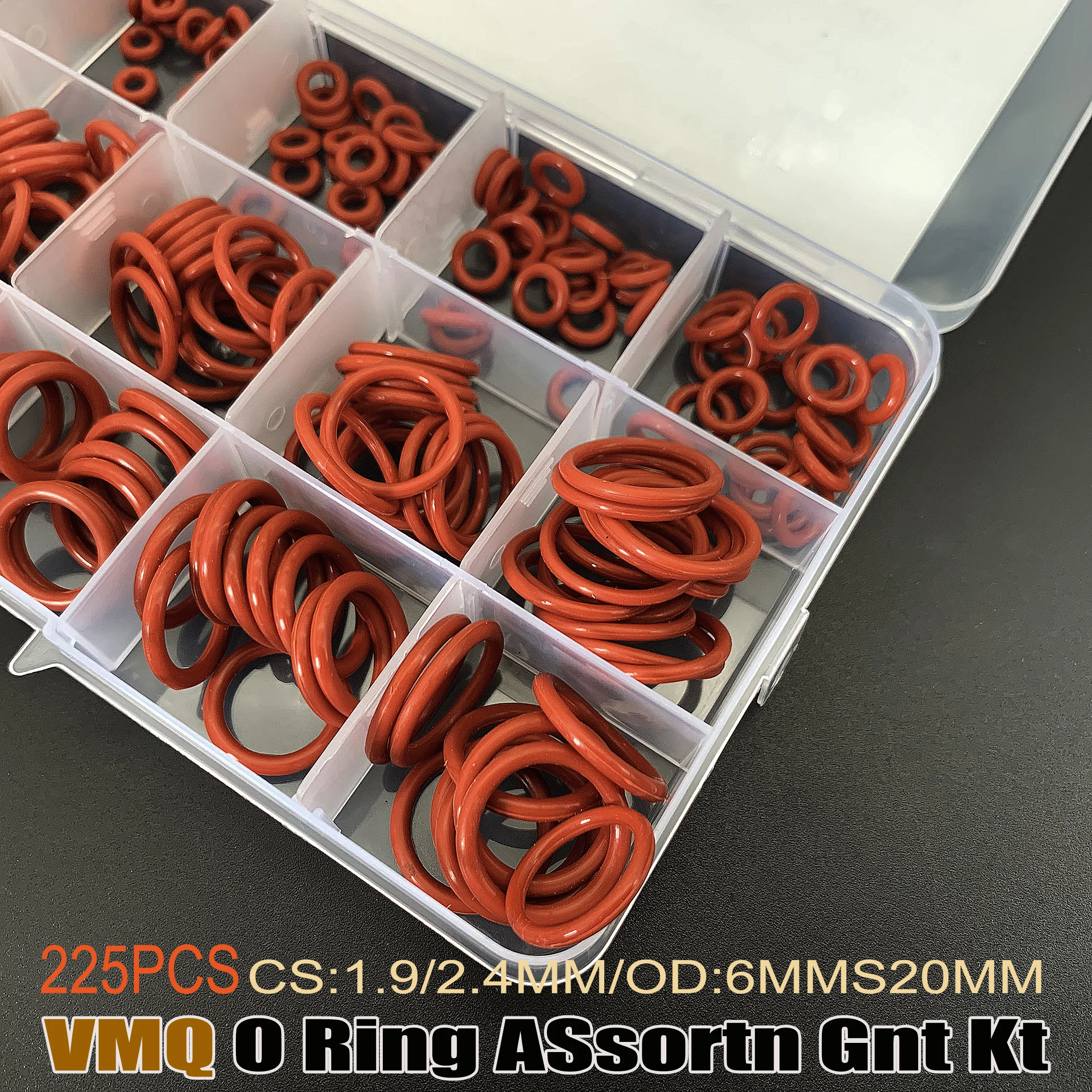 

CS 1,9/2,4 мм наружный диаметр 6 ~ 20 мм 225 шт. пищевой высокотемпературный комбинированный набор уплотнительных колец силиконовый водонепроницаемый ремонтный ящик для уплотнений