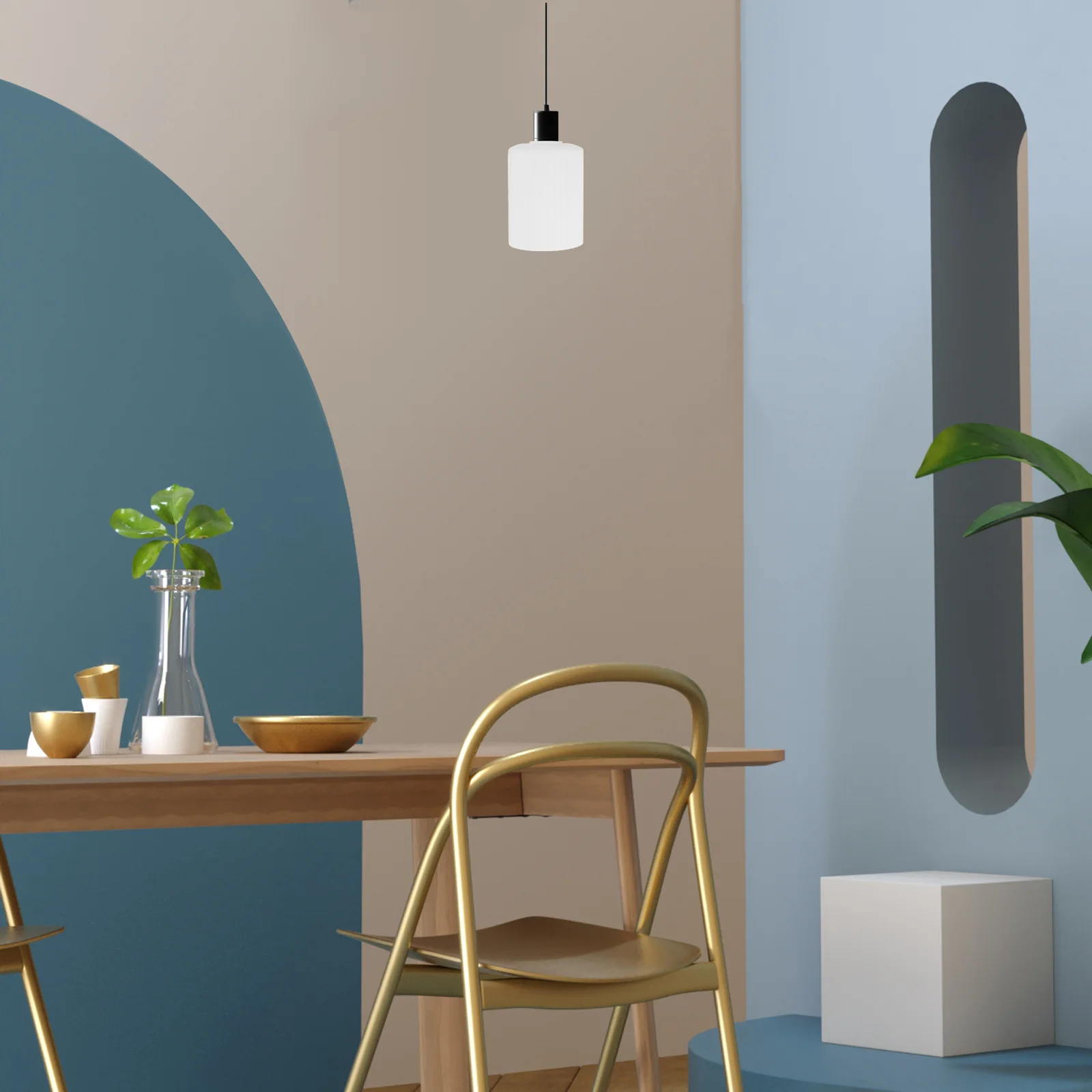 

Milky White Striped Cylindrical Glass Lamp Shade Modern Light Cover for Living Room Bedroom Home Office Hotel Ceiling Wall Floor