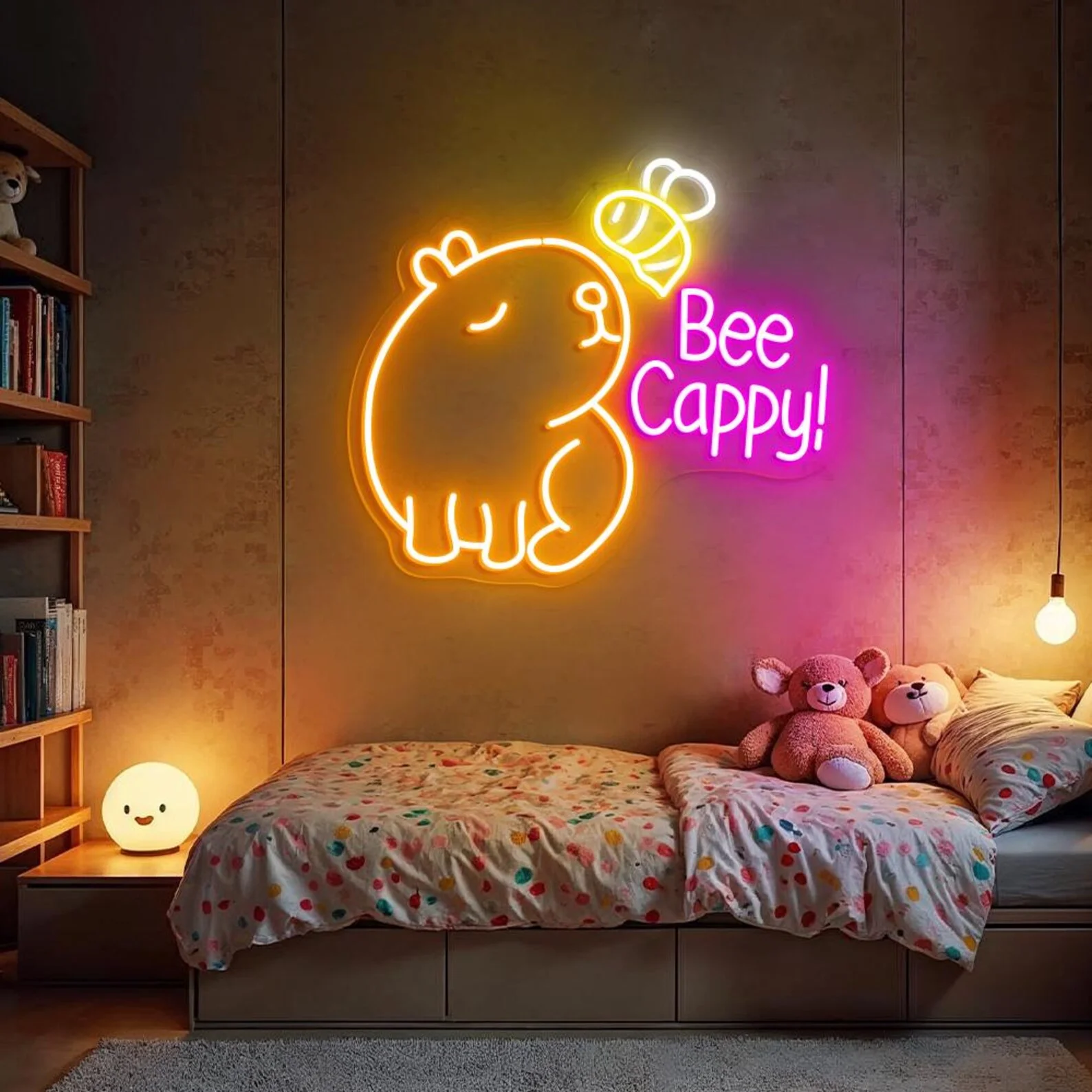 Be Capy Neon Sign, Cute Capybara Neon Sign, Capybara Wall Art, Animal Neon Sign for Kid Room Wall Decor, Capybara Love Gift