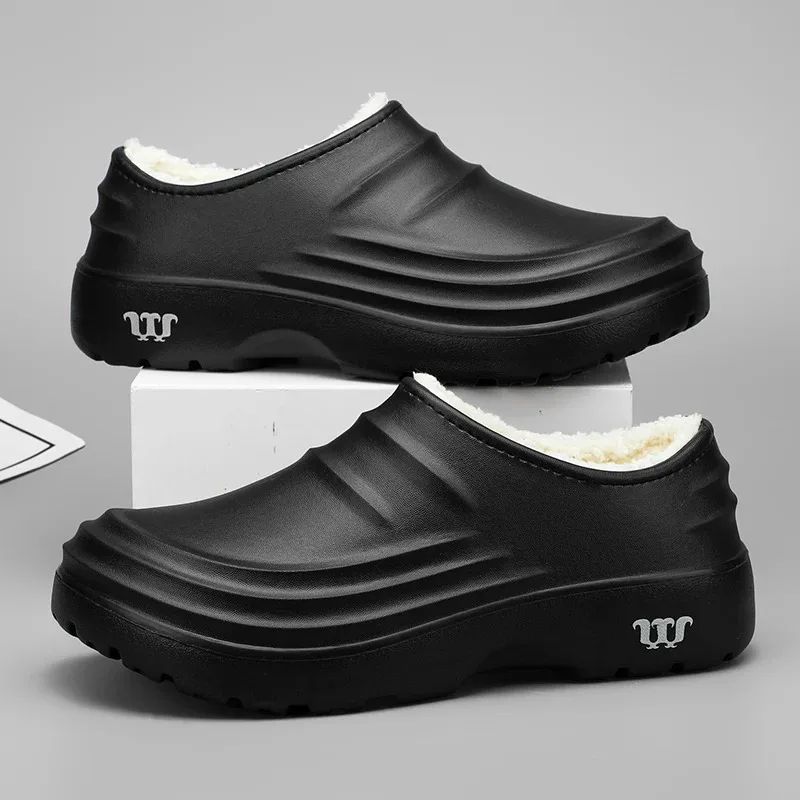 

Waterproof Cotton Chef Shoes For Men Anti-Slip Work Footwear Warm Comfortable Kitchen Specialized Shoes With EVA Outsole