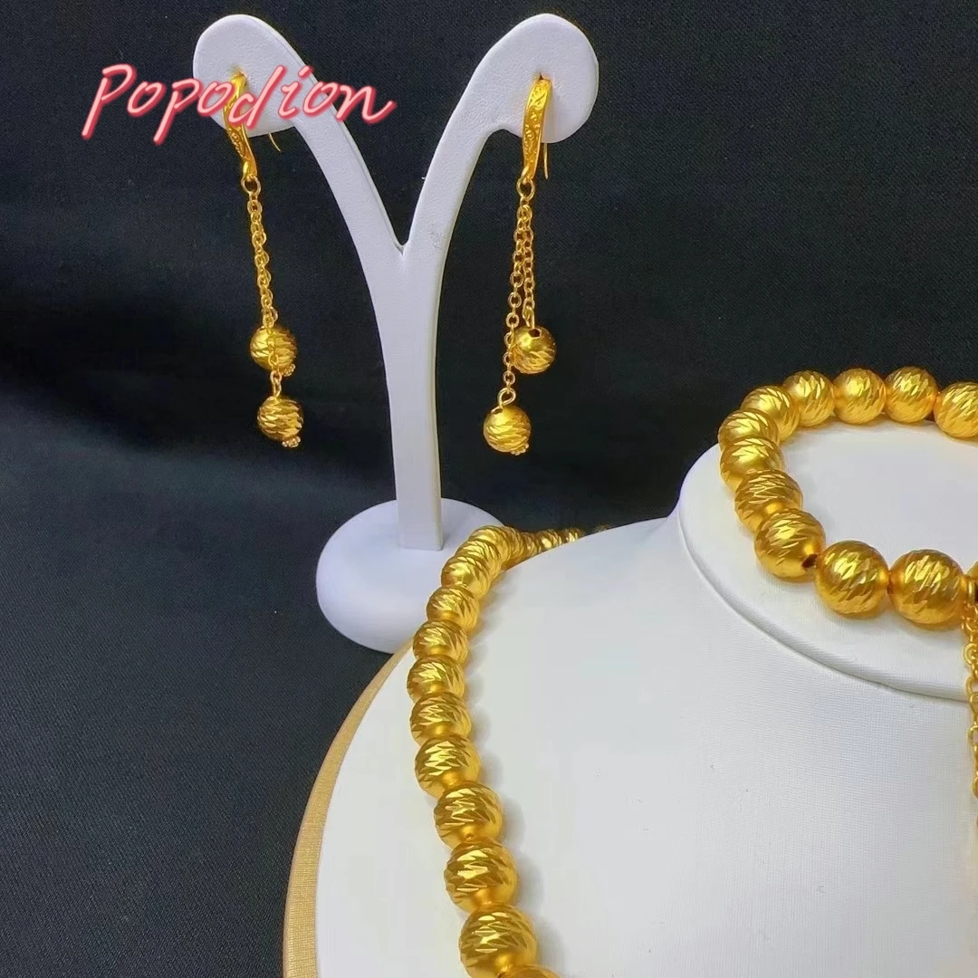 Imagem -06 - Popodion 24k Jóias de Chapeamento de Ouro para Mulheres Brincos Colar Pulseira Presente Requintado Dubai Novo Yy10297