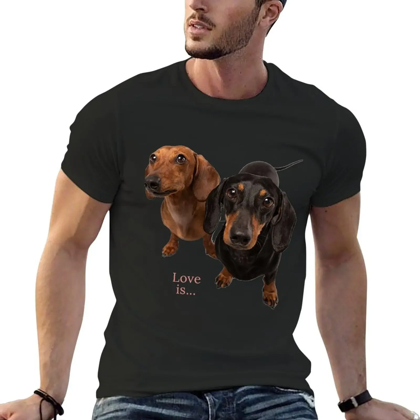 

Dachshund Weiner Dog Mom Dad Love Doxie Puppy Cute T-Shirt oversized t shirt graphics T-shirts for men cotton