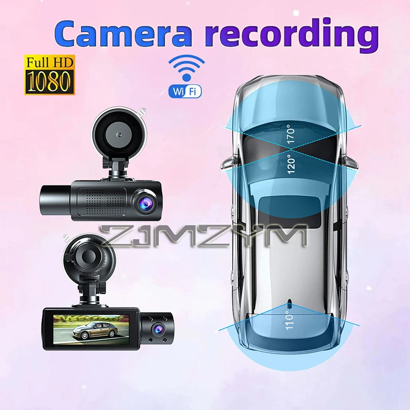 2/3 Lens Dash Cam Motion Detection HD 1080P Car Camcorder Rear View Camera Parking Monitor G-Sensor Night Vision Cycle Recording